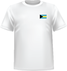 White t-shirt 100% cotton ATC with Commonwealth of Bahamas flag at chest - T-shirt Commonwealth of Bahamas chest