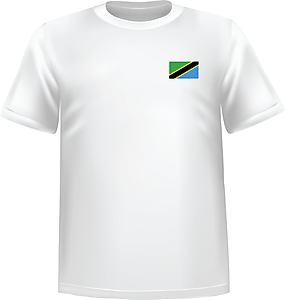 White t-shirt 100% cotton ATC with Tanzania flag at chest - T-shirt Tanzania chest
