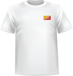 T-Shirt 100% coton blanc ATC avec le drapeau du Bhoutan au coeur - T-shirt Bhoutan coeur