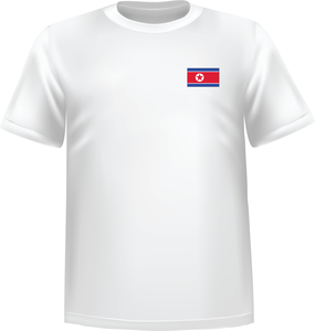 T-Shirt 100% coton blanc ATC avec le drapeau de la Corée du nord au coeur - T-shirt Corée du nord coeur