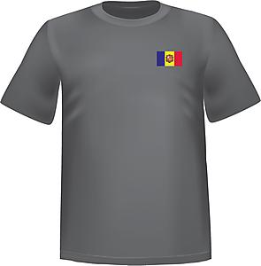 Grey t-shirt 100% cotton ATC with Andorra flag at chest - T-shirt Andorra chest