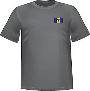 Grey t-shirt 100% cotton ATC with Barbados flag at chest - T-shirt Barbados chest