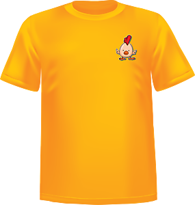 Yellow t-shirt ATC 100% cotton with Easter chicken at chest - T-shirt Easter chicken chest