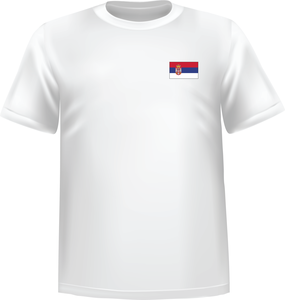 White t-shirt 100% cotton ATC with Serbia flag at chest - T-shirt Serbia chest