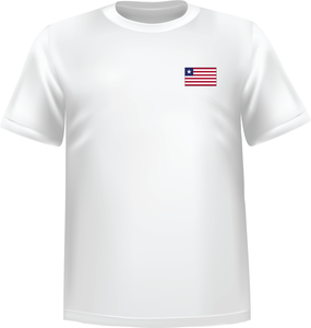 White t-shirt 100% cotton ATC with Liberia flag at chest - T-shirt Liberia chest