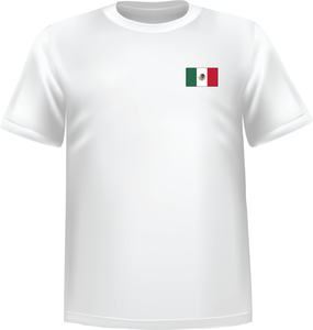 T-Shirt 100% coton blanc ATC avec le drapeau de la Mexique au coeur - T-shirt Mexique coeur