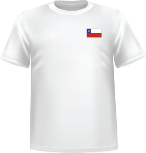 White t-shirt 100% cotton ATC with Chile flag at chest - T-shirt Chile chest