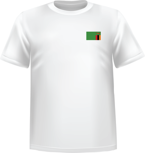 White t-shirt 100% cotton ATC with Zambia flag at chest - T-shirt Zambia chest