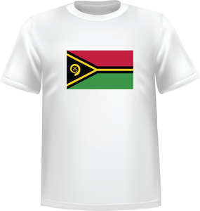 White t-shirt 100% cotton ATC with Vanuatu flag on front - T-shirt Vanuatu front