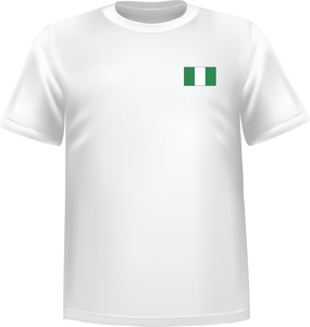 T-Shirt 100% coton blanc ATC avec le drapeau du Nigeria au coeur - T-shirt Nigeria coeur