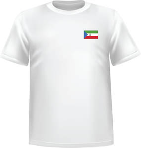 White t-shirt 100% cotton ATC with Equatorial guinea flag at chest - T-shirt Equatorial guinea chest