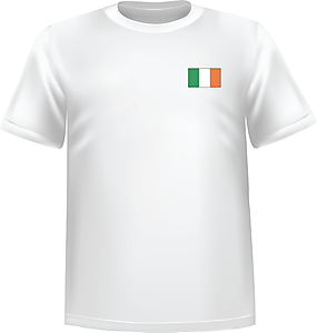 White t-shirt 100% cotton ATC with Ireland flag at chest - T-shirt Ireland chest