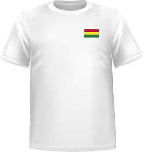 White t-shirt 100% cotton ATC with Bolivia flag at chest - T-shirt Bolivia chest