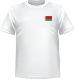 White t-shirt 100% cotton ATC with Belarus flag at chest - T-shirt Belarus chest