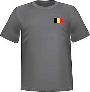 Grey t-shirt 100% cotton ATC with Belgium flag at chest - T-shirt Belgium chest