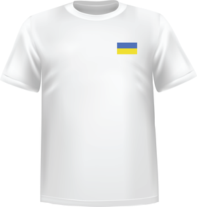 White t-shirt 100% cotton ATC with Ukraine flag at chest - T-shirt Ukraine chest
