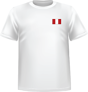 White t-shirt 100% cotton ATC with Peru flag at chest - T-shirt Peru chest