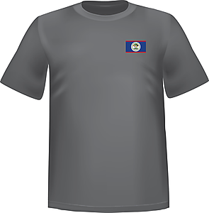 Grey t-shirt 100% cotton ATC with Belize flag at chest - T-shirt Belize chest