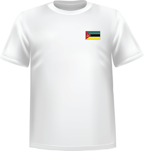 White t-shirt 100% cotton ATC with Mozambique flag at chest - T-shirt Mozambique chest